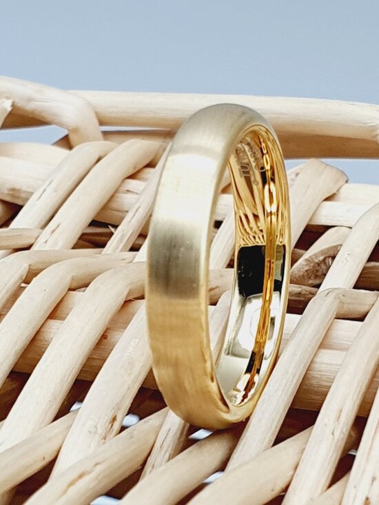 Jewelry - Classic Gold Tungsten Wedding Band – Brushed Comfort Fit Ring GALTUN796-9.5